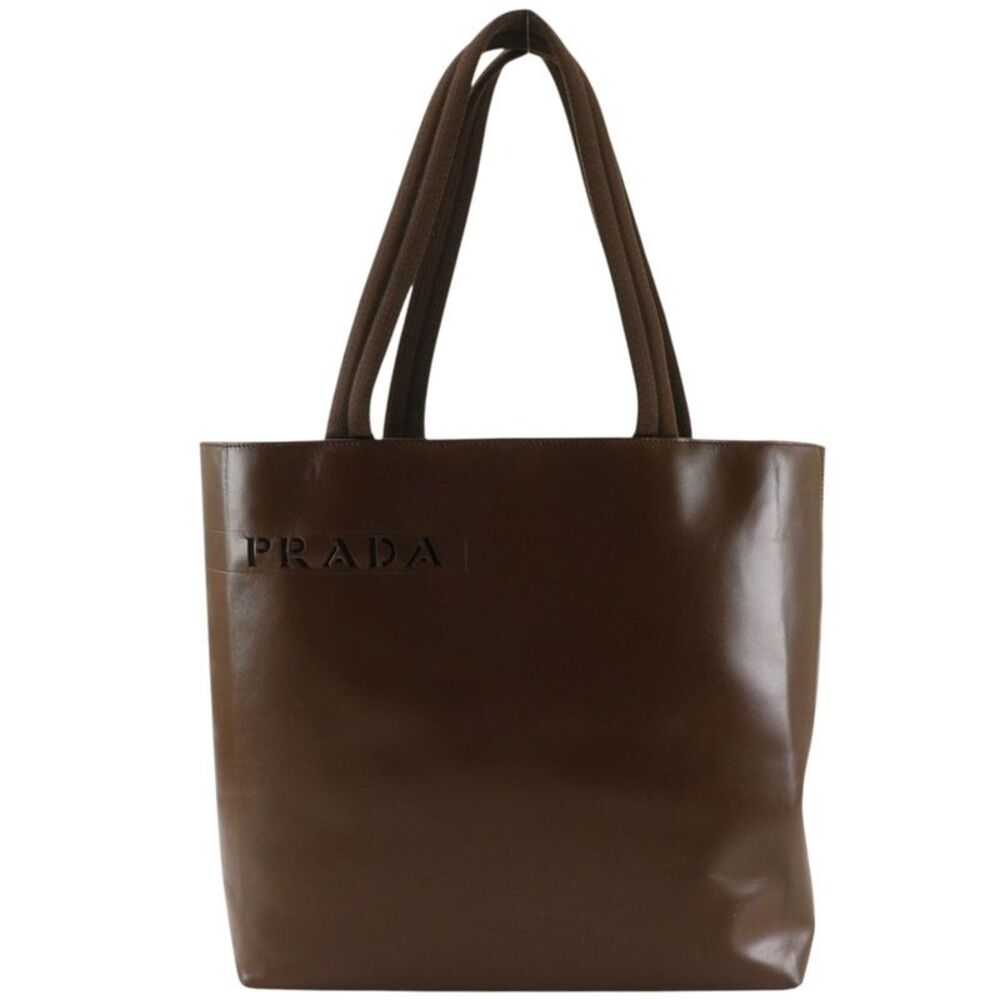 Prada Logo Leather Tote Bag